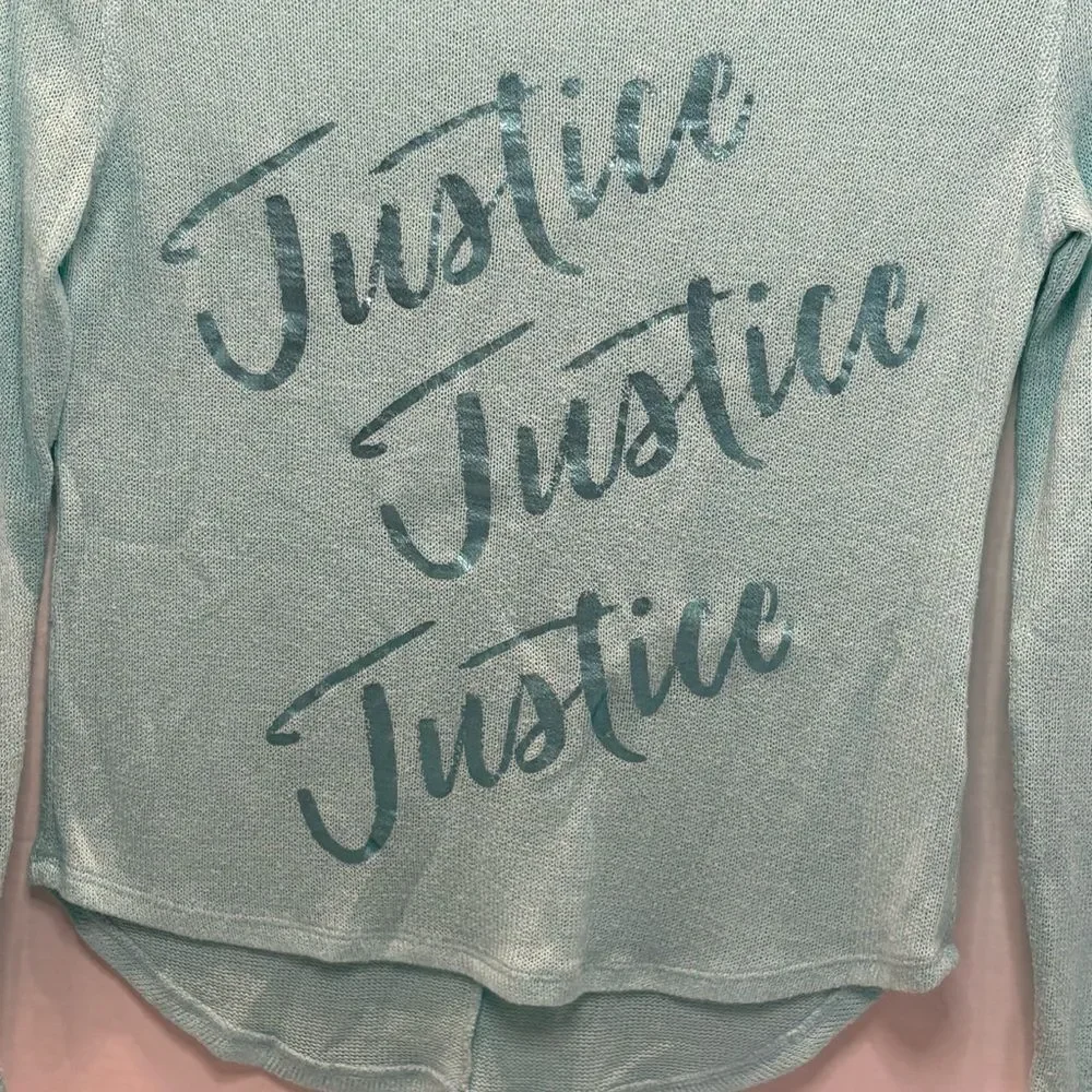 Justice Teal Knit Top